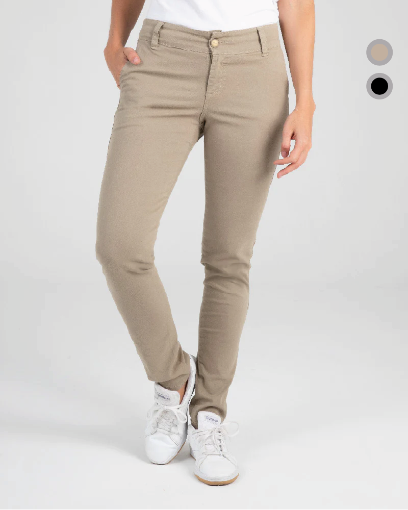 Pantal n En Dril Raza FABRICATO Para Mujer Caqui o Negro Ref 020