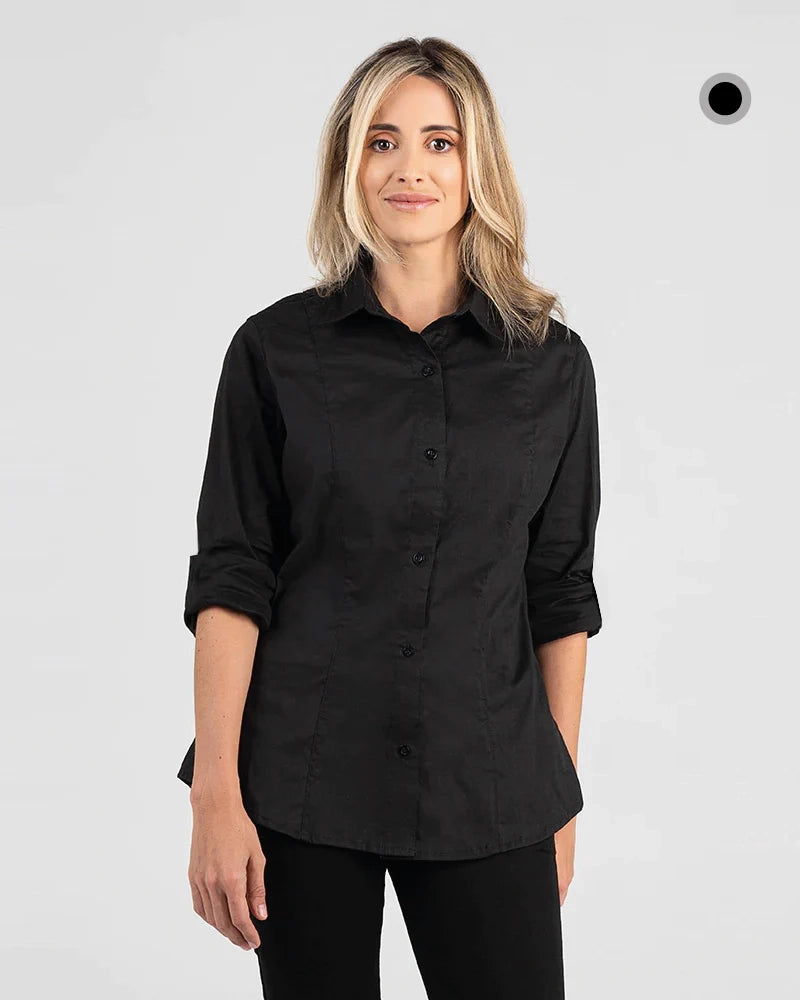 Camisas negras largas discount mujer