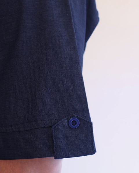 Camisa En Chambray Manga Corta Cuello Nerú Para Mujer Ref: 121