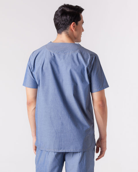 Camisa En Chambray Camisa Cuello V