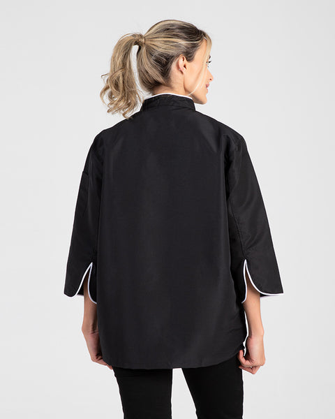 Chaqueta Para Chef En Antifluido Textilia Negra Para Mujer