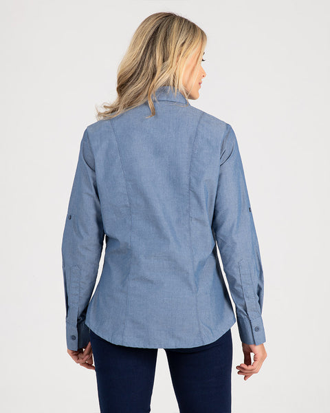 Camisa En Chambra Manga Larga Para Mujer