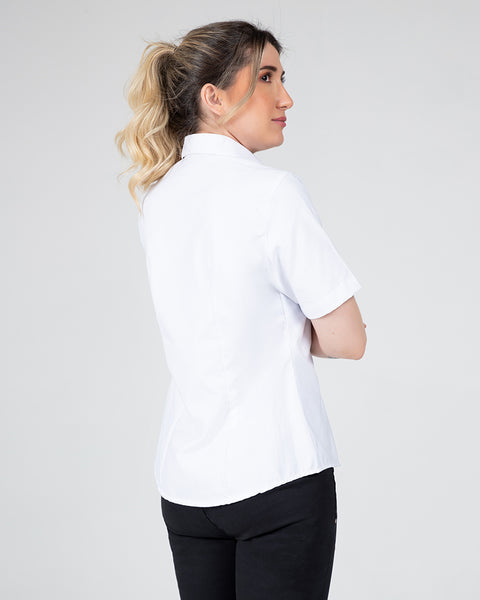 Camisa En Oxford Manga Corta Para Mujer Blanca o Azul Claro Ref: 074