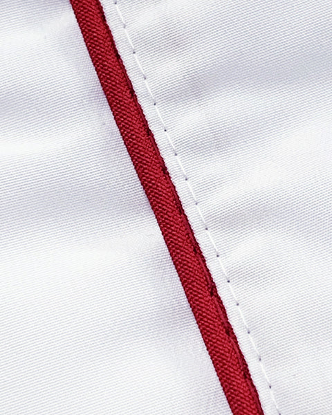 Chaqueta Para Chef En Antifluido Unisex Blanca Sesgo Rojo o Negro Ref: 011