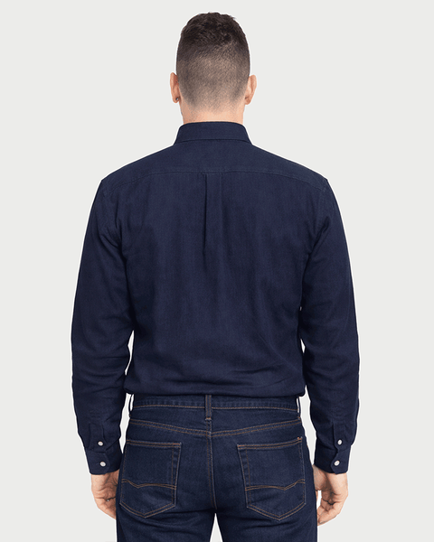 Camisa En Dril Oficina Para Hombre Azul Oscuro y Caqui Ref: 129