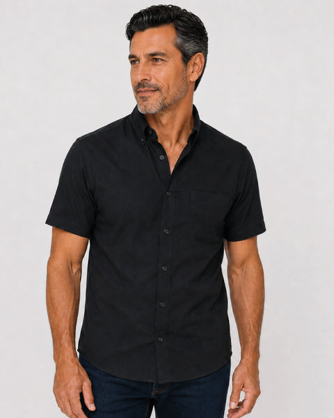 Camisa En Oxford Manga Corta Para Hombre 4 Colores Ref: 049
