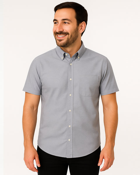 Camisa En Oxford Manga Corta Para Hombre 4 Colores Claro Ref: 049