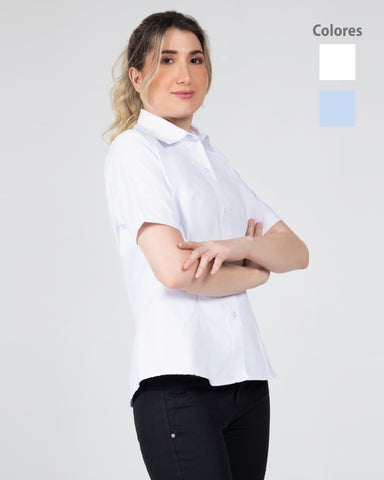 Camisa En Oxford Manga Corta Para Mujer Ref: 074