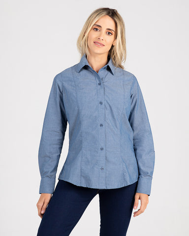 Camisa En Chambra Manga Larga Para Mujer