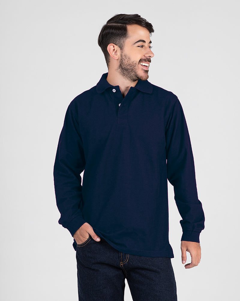 Camibuzo Tipo Polo Manga Larga Para Hombre