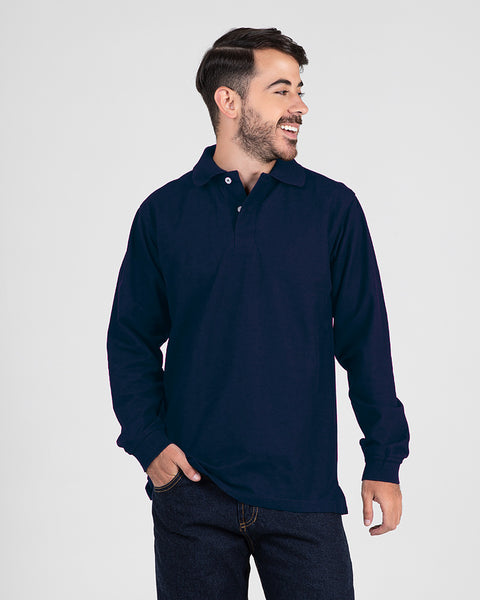 Camibuzo Tipo Polo Manga Larga Para Hombre