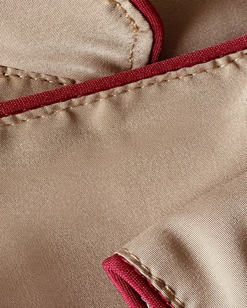 Chaqueta Para Chef En Antifluido Unisex Caqui Sesgo Vinotinto Ref: 011